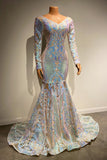 Suzhoufashion Beautiful Lace Long Sleeves Evening Dress With Train Long Mermaid