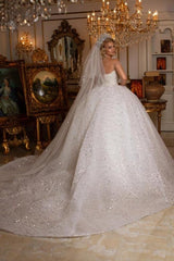 Suzhoufashion Beautiful Sweetheart Sleeveless Ball Gown Wedding Dress With Glitter Off-the-shoulder