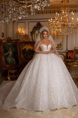 Suzhoufashion Beautiful Sweetheart Sleeveless Ball Gown Wedding Dress With Glitter Off-the-shoulder