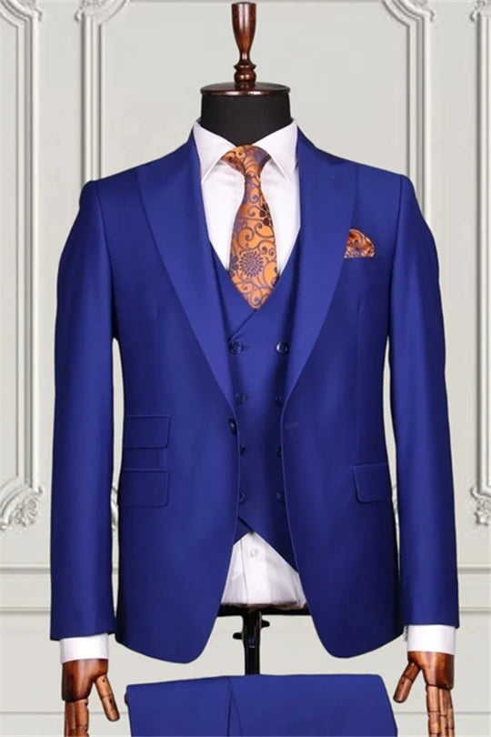 Suzhoufashion Bespoke Dark Navy Three Pieces Close Fitting Business Suits For Men