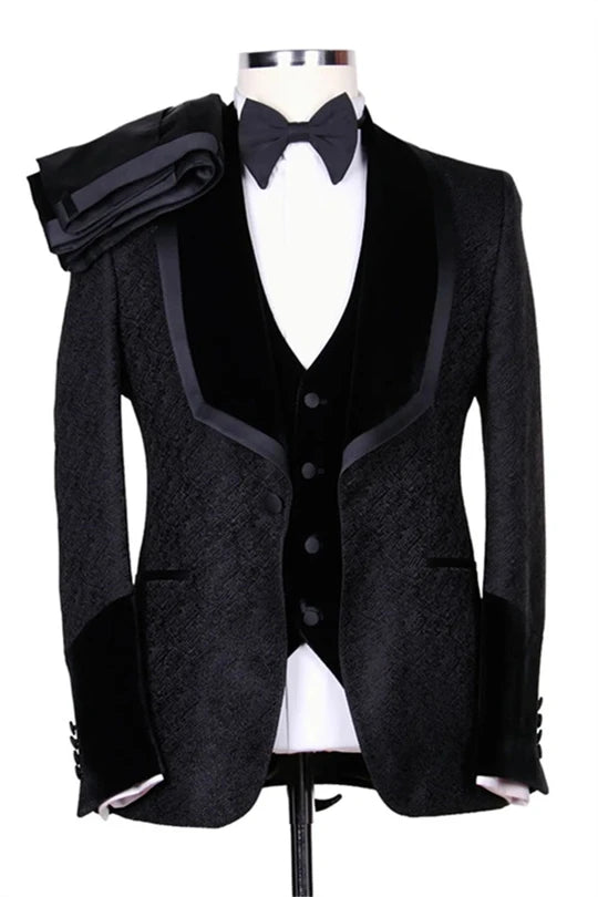 Suzhoufashion Black Close Fitting Single Breasted Men's Wedding Suits
