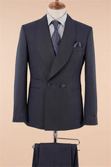 Suzhoufashion Black Double Breasted Bespoke Men Suits For Prom