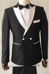 Suzhoufashion Black Double Breasted Bespoke Prom Men Suits