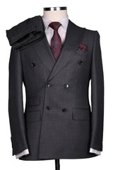 Suzhoufashion Black Double Breasted Close Fitting Formal Men Suits