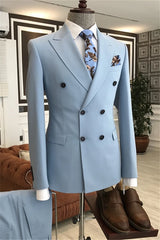 Suzhoufashion Blue Double Breasted Best Fitted Prom Men Suits