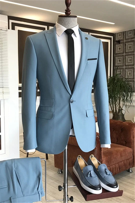 Suzhoufashion Blue One Button Slim Fit Prom Men Suits