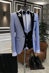 Suzhoufashion Blue Three Pieces Peaked Lapel Prom Men Suits