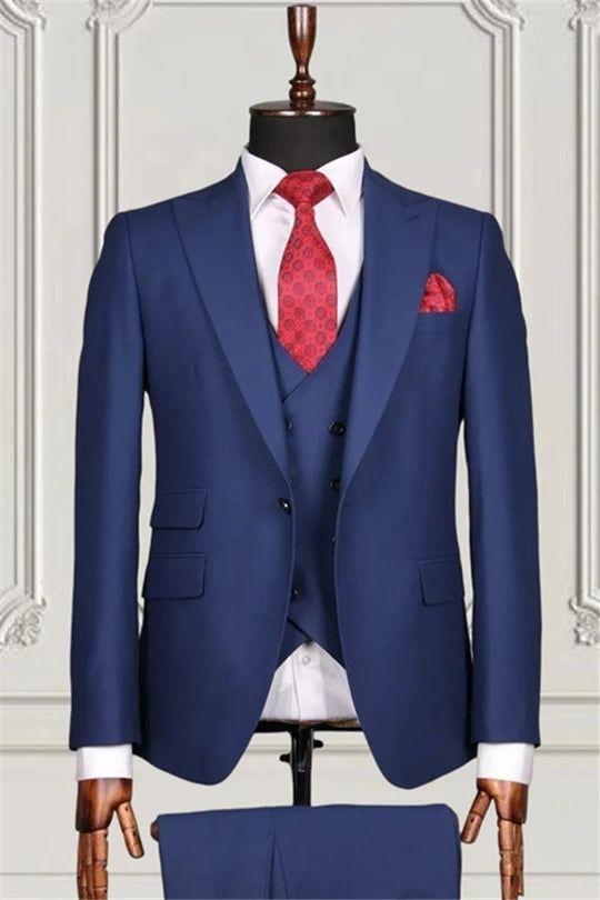 Suzhoufashion Blue Three Pieces Slim Fit Business Men Suits