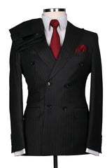 Suzhoufashion Bonniejean Dark Gray Striped Double Breasted Men Suits