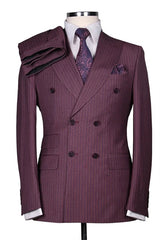 Suzhoufashion Brek Blue Double Breasted Peaked Lapel Prom Outfits For Men