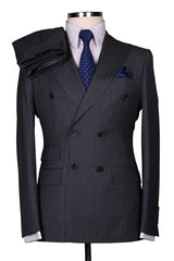 Suzhoufashion Burlin Dark Navy Close Fitting Double Breasted Men Suits