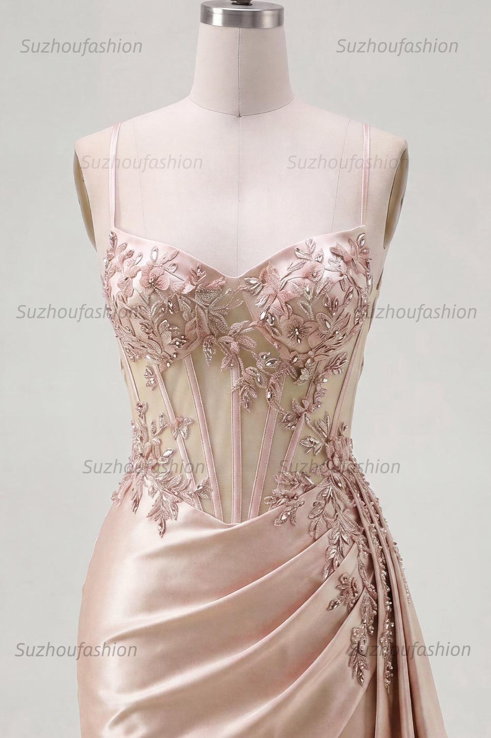 Suzhoufashion Champagne Floral Beaded Corset Tight Short Homecoming Dress with Side Cape