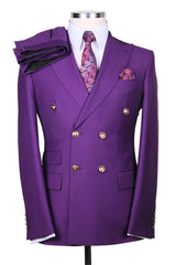 Suzhoufashion Chrstine Fuchsia Three Pieces Peaked Lapel Prom Outfits For Men
