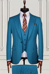 Suzhoufashion Classic Blue Notched Lapel Single Breasted Business Men Suits