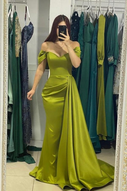 Suzhoufashion Classic Green Off-the-shoulder Mermaid Evening Party Dresses With Ruffles