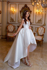 Suzhoufashion Classy A-line Short V-neck Sleeveless Wedding Dresses With Lace