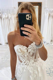 Suzhoufashion Classy Boho Long White A-line Lace Sleeveless Tulle Wedding Dresses