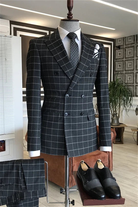 Suzhoufashion Coral Peaked Lapel One Button Slim Fit Men Suits