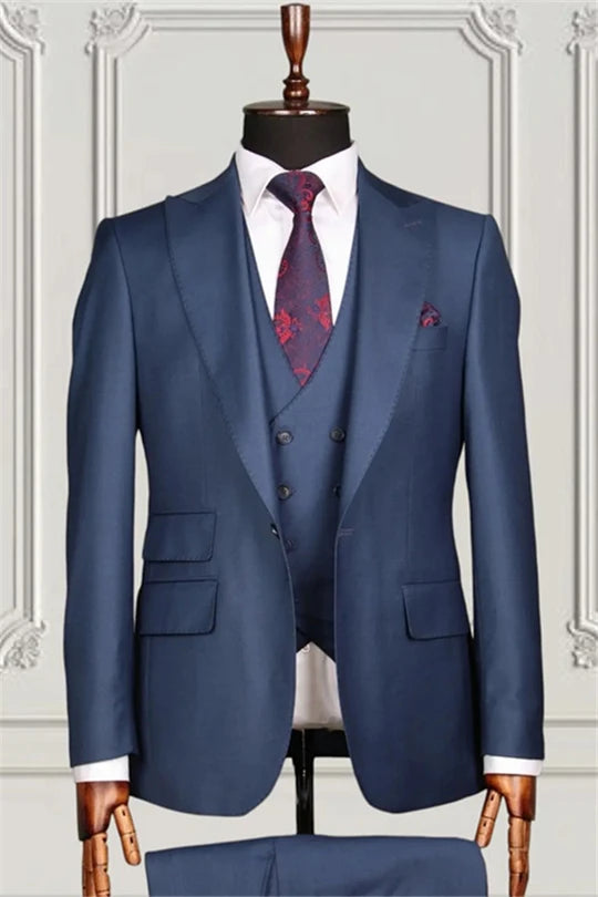 Suzhoufashion Dark Blue Three Pieces Slim Fit Prom Men Suits