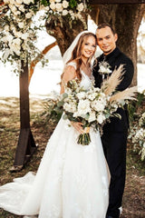 Suzhoufashion Designer Boho V-neck Straps Beach Wedding Dresses With Lace Long A-Line