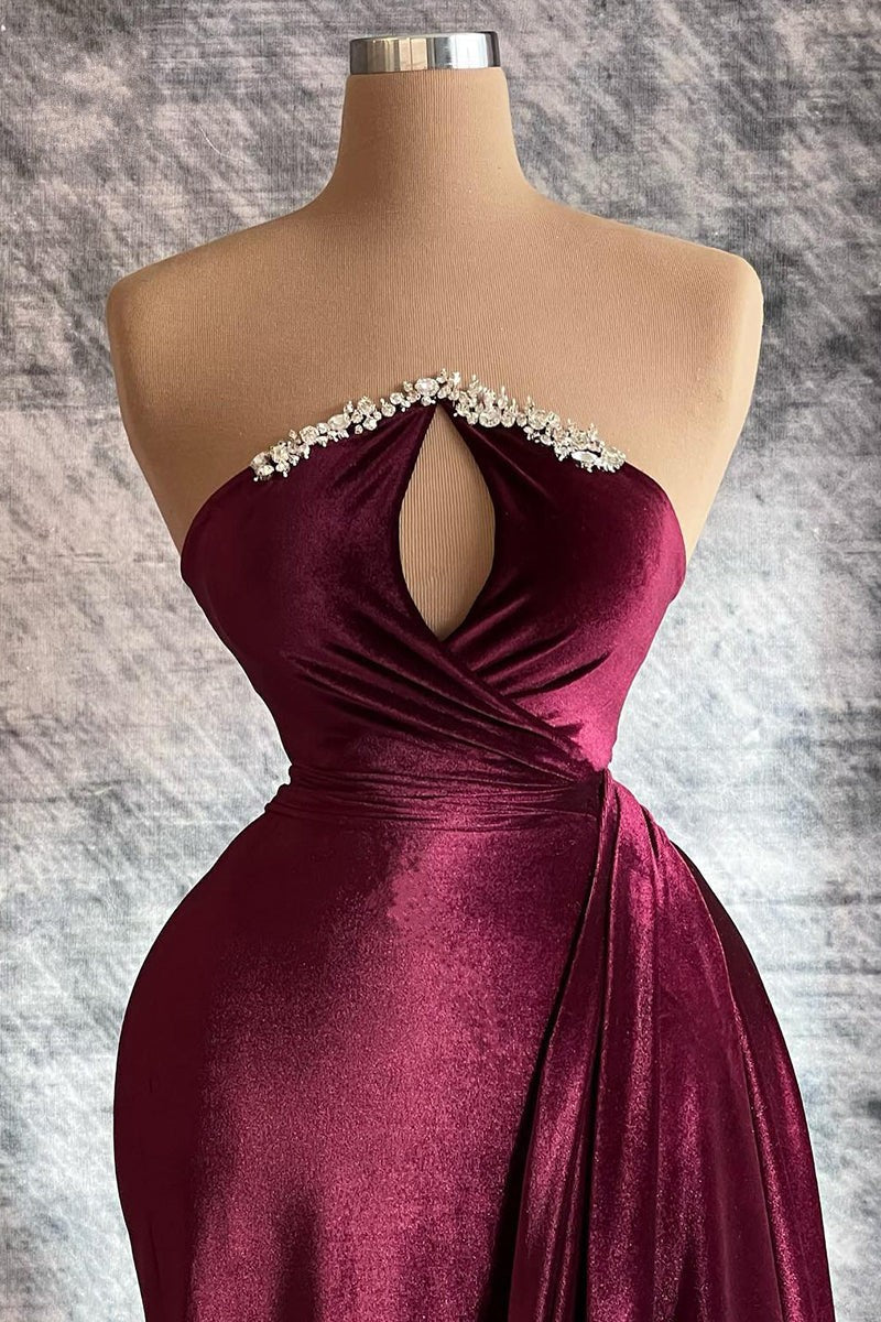 Suzhoufashion Designer Long Velvet Sequined Prom Dress With Train Long Sleeves