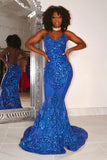 Suzhoufashion Designer Spaghetti Straps Lace Sleeveless Prom Dress Long Mermaid