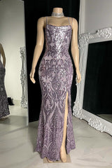 Suzhoufashion Designer Spaghetti Straps Split Front Prom Dress Long Mermaid