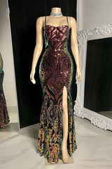 Suzhoufashion Designer Spaghetti Straps Split Front Prom Dress Long Mermaid