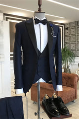 Suzhoufashion Duey Gray Peaked Lapel Three Pieces Men Suits