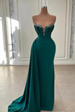 Suzhoufashion Elegant Dark Green Long Prom Dress Evening Gowns Strapless Mermaid