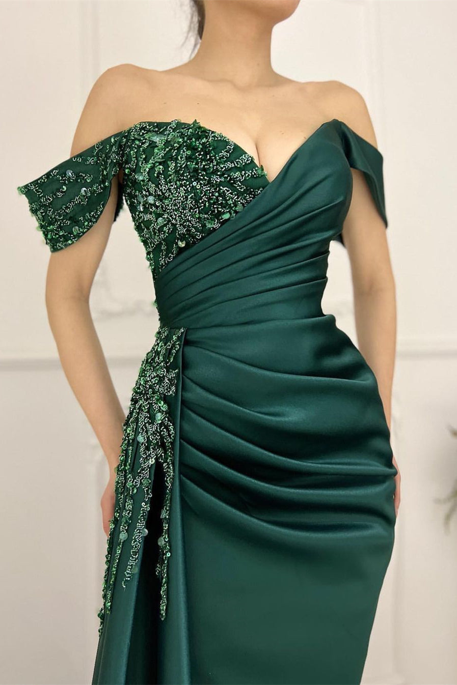 Suzhoufashion Elegant Long Satin Sweetheart Portrait Evening Gowns With Ruched