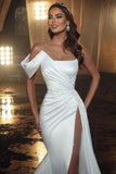 Suzhoufashion Elegant Long White Mermaid Wedding Dresses With Glitter One Shoulder Sleeveless