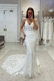 Suzhoufashion Elegant Mermaid V-Neck Spaghetti-Straps Lace Sleeveless Bridal Dresses