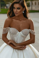 Suzhoufashion Elegant Off-the-shoulder Sleeveless Wedding Dresses With Beads Long A-line