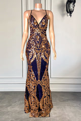 Suzhoufashion Elegant Spaghetti Straps V-neck Lace Sleeveless Prom Dress Long Mermaid