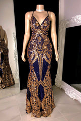 Suzhoufashion Elegant Spaghetti Straps V-neck Lace Sleeveless Prom Dress Long Mermaid