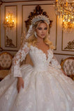 Suzhoufashion Elegant Sweetheart Ball Gown Lace Wedding Gowns Bridal Dresses With Long Sleeves
