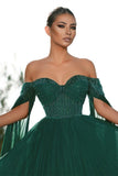 Suzhoufashion Fabulous Dark Green Off-the-shoulder Sequins Evening Dresses
