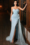 Suzhoufashion Fabulous Long Blue Evening Dresses With Split Mermaid Prom Dress
