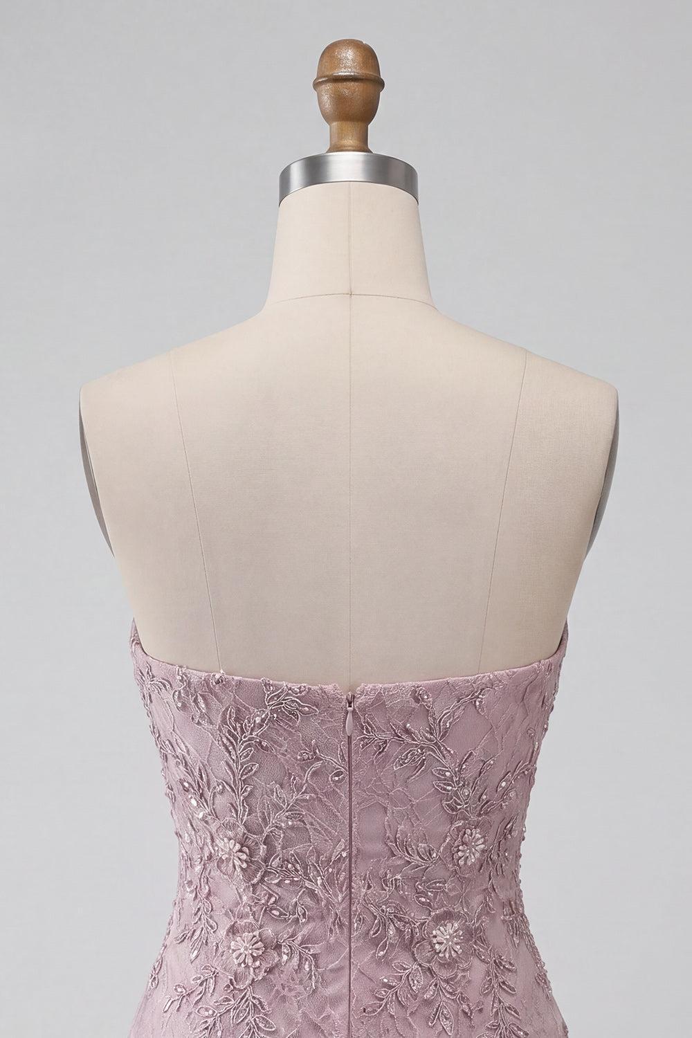 Suzhoufashion Floral Fog Lace Strapless Tight Short Beaded Homecoming Dress