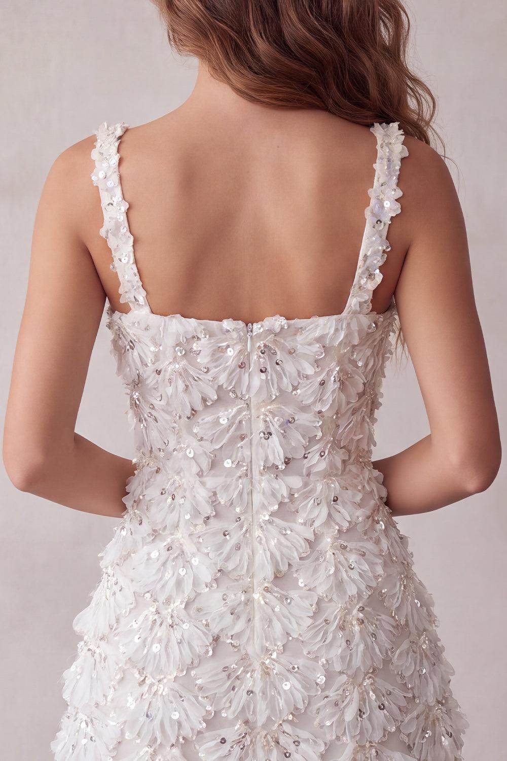 Suzhoufashion Floral Ivory Sequin Tight Short A-Line Homecoming Dress