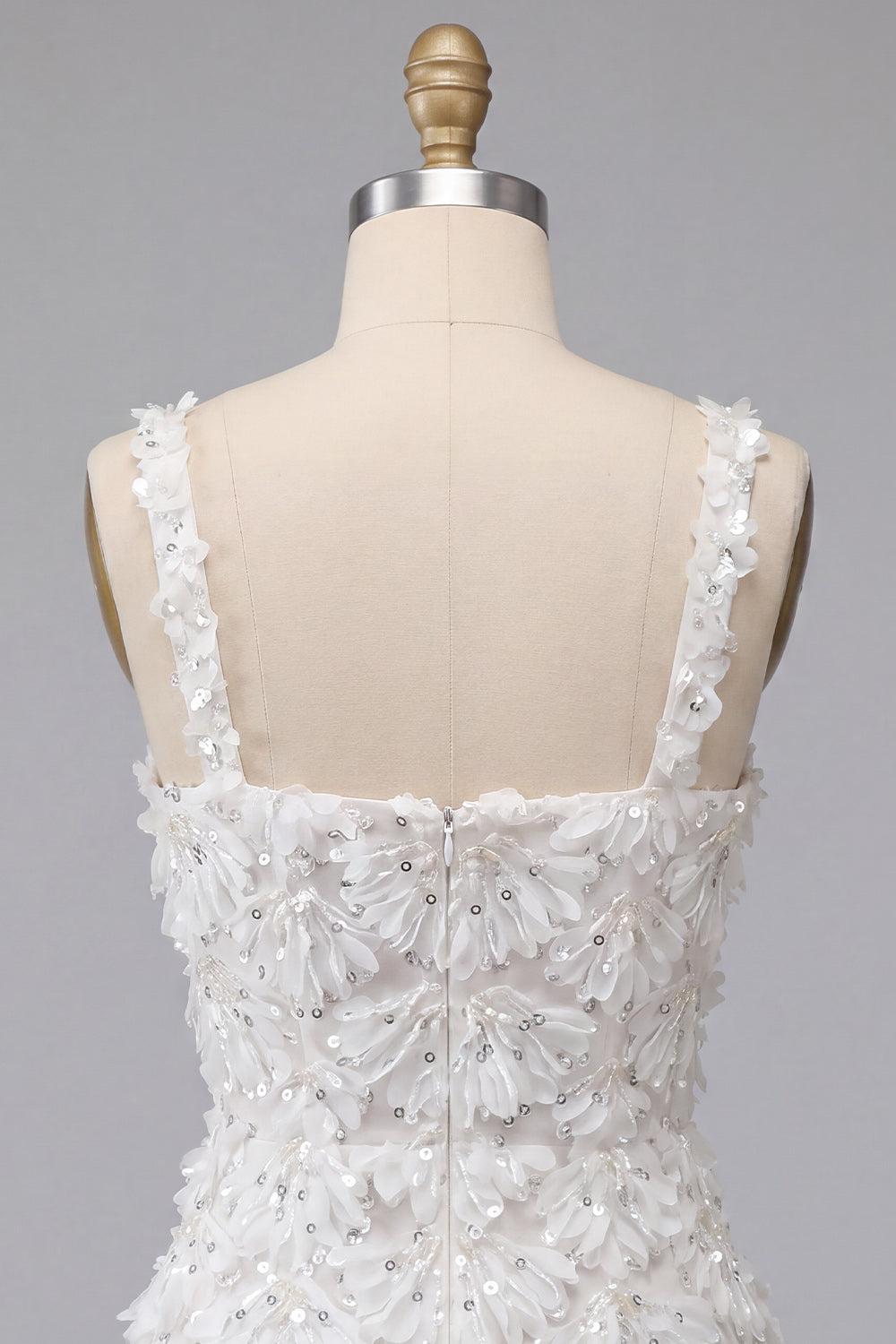Suzhoufashion Floral Ivory Sequin Tight Short A-Line Homecoming Dress