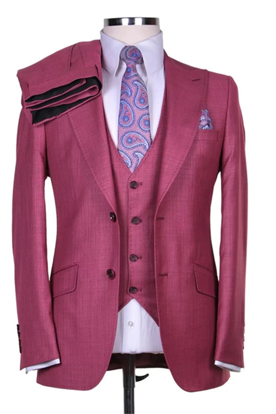 Suzhoufashion Fuchsia Three Pieces Business Men Suits