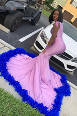 Suzhoufashion Glamorous Lace Satin Prom Dress With Long Sleeves Long Mermaid