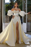 Suzhoufashion Glamorous Long A-Line Sleeveless Strapless Satin Wedding Dresses With Applique BC16521