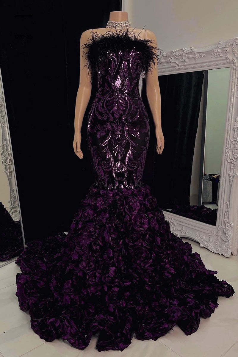 Suzhoufashion Gorgeous Lace Flowers Sleeveless Prom Dress Long Mermaid