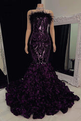 Suzhoufashion Gorgeous Lace Flowers Sleeveless Prom Dress Long Mermaid