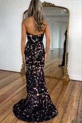 Suzhoufashion Gorgeous Mermaid Sweetheart Black Long Prom Dress With Appliques Slit Formal Evening Gown