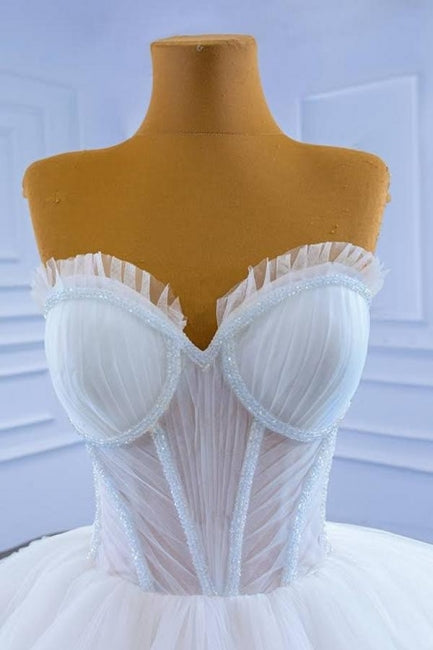 Suzhoufashion Gorgeous Princess Long White Wedding Dresses A-line Sleeveless