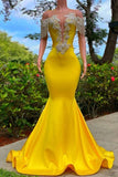 Suzhoufashion Gorgeous Yellow Tassel Off-The-Shoulder Beading Prom Dresses with Ruffles